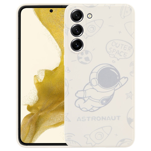 Samsung Galaxy S22 5G Astronaut Pattern Silicone Straight Edge Phone Case - Flying Astronaut-White