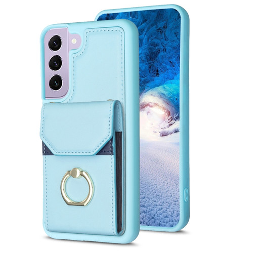 Samsung Galaxy S22 5G BF29 Organ Card Bag Ring Holder Phone Case - Blue