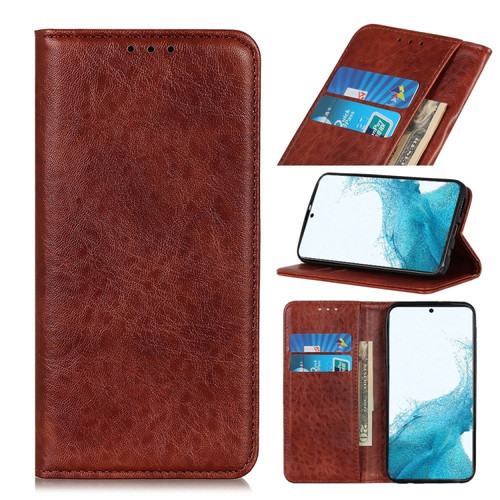 Samsung Galaxy S22 5G Magnetic Crazy Horse Texture Horizontal Flip Leather Case with Holder & Card Slots & Wallet - Brown