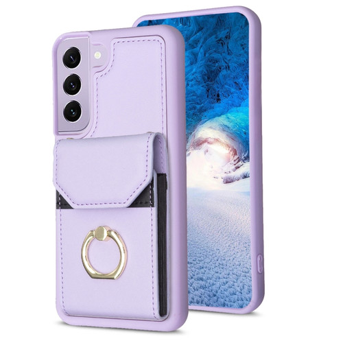 Samsung Galaxy S22 5G BF29 Organ Card Bag Ring Holder Phone Case - Purple