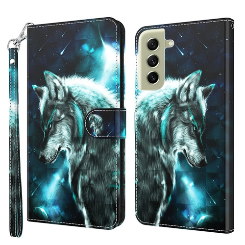 Samsung Galaxy S22 5G 3D Painting Pattern TPU + PU Leather Phone Case - Wolf