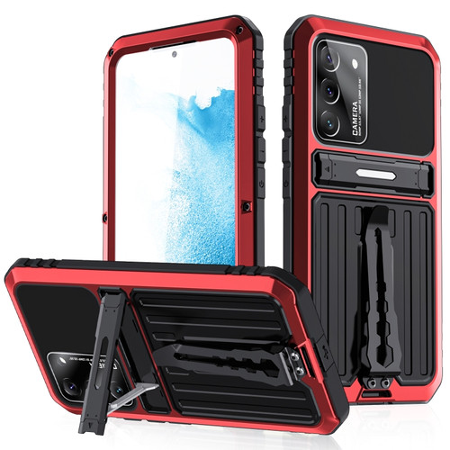 Samsung Galaxy S22 5G Triple-proof Armor Life Waterproof Phone Case with Holder - Red