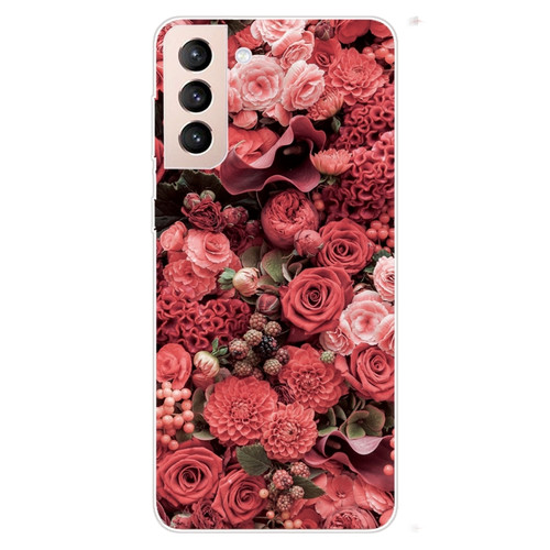 Samsung Galaxy S22 5G Shockproof Painted Transparent TPU Phone Protective Case - Many Red Roses