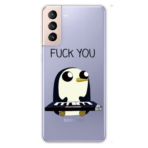 Samsung Galaxy S22 5G Coloured Drawing Pattern Highly Transparent TPU Phone Protective Case - Penguin