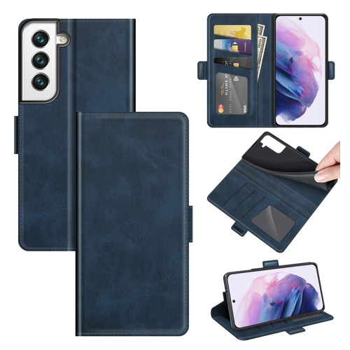 Samsung Galaxy S22 5G Dual-side Magnetic Buckle Horizontal Flip Leather Case with Holder & Card Slots & Wallet - Dark Blue