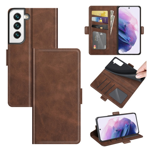 Samsung Galaxy S22 5G Dual-side Magnetic Buckle Horizontal Flip Leather Case with Holder & Card Slots & Wallet - Brown