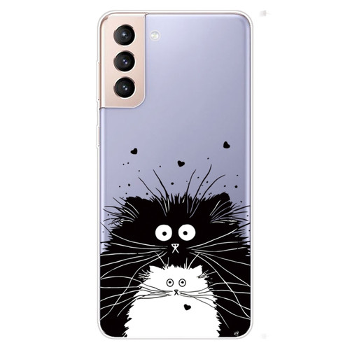 Samsung Galaxy S22 5G Coloured Drawing Pattern Highly Transparent TPU Phone Protective Case - Black White Rat