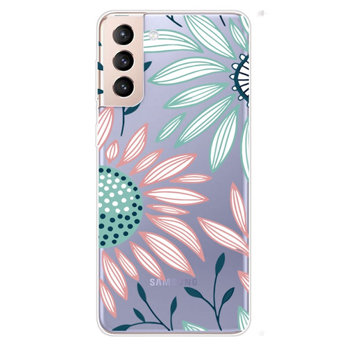 Samsung Galaxy S22 5G Coloured Drawing Pattern Highly Transparent TPU Phone Protective Case - Flower