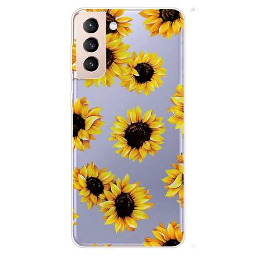 Samsung Galaxy S22 5G Shockproof Painted Transparent TPU Phone Protective Case - Yellow Chrysanthemum