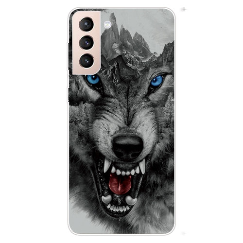 Samsung Galaxy S22 5G Shockproof Painted Transparent TPU Phone Protective Case - Mountain Wolf