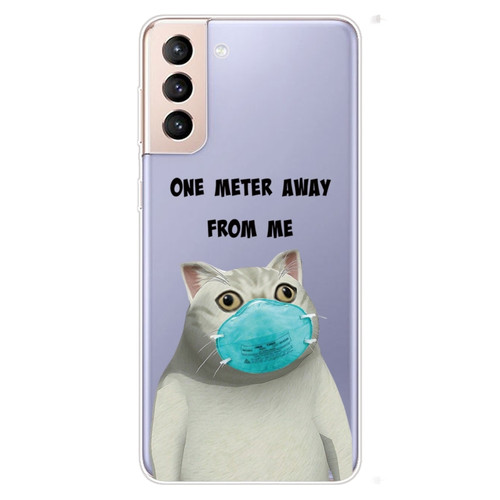 Samsung Galaxy S22 5G Coloured Drawing Pattern Highly Transparent TPU Phone Protective Case - Mask Cat