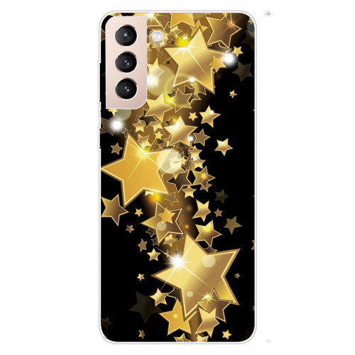 Samsung Galaxy S22 5G Shockproof Painted Transparent TPU Phone Protective Case - Gold Star