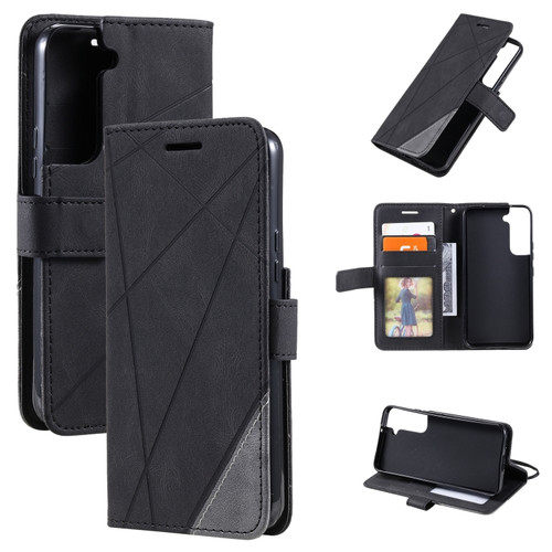 Samsung Galaxy S22 5G Skin Feel Splicing Horizontal Flip Leather Phone Case - Black