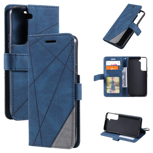 Samsung Galaxy S22 5G Skin Feel Splicing Horizontal Flip Leather Phone Case - Blue