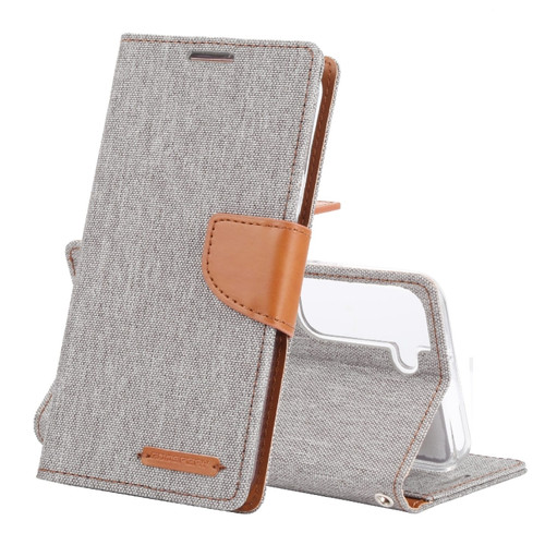 Samsung Galaxy S22 5G GOOSPERY CANVAS DIARY Canvas Texture Leather Phone Case - Grey