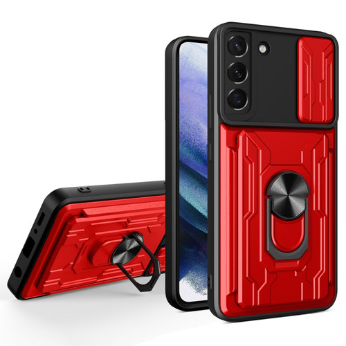 Samsung Galaxy S22 5G Sliding Camshield Card Phone Case - Red