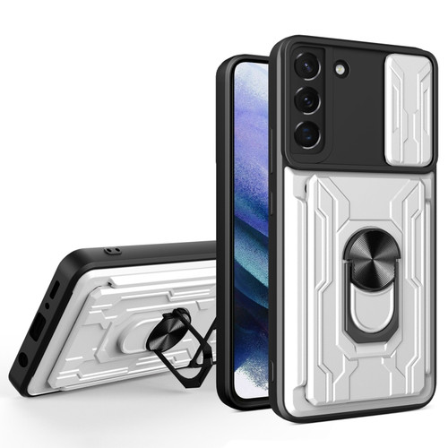 Samsung Galaxy S22 5G Sliding Camshield Card Phone Case - White