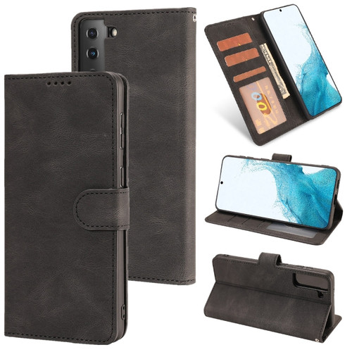 Samsung Galaxy S22 5G Fantasy Classic Skin-feel Calfskin Texture Magnetic Buckle Horizontal Flip PU Phone Leather Case with Holder & Card Slot & Wallet - Black