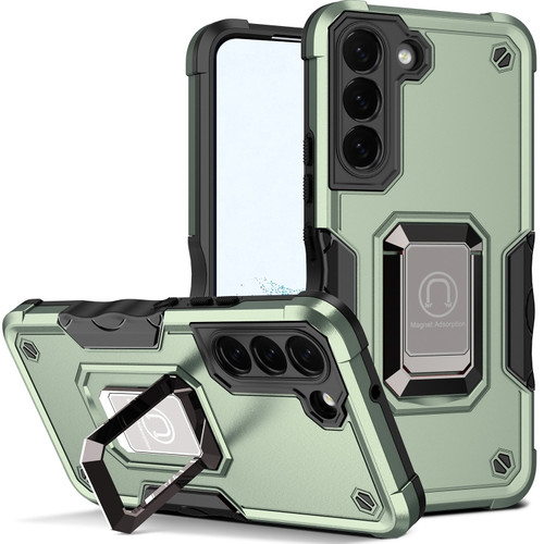 Samsung Galaxy S22 5G Ring Holder Non-slip Armor Phone Case - Green