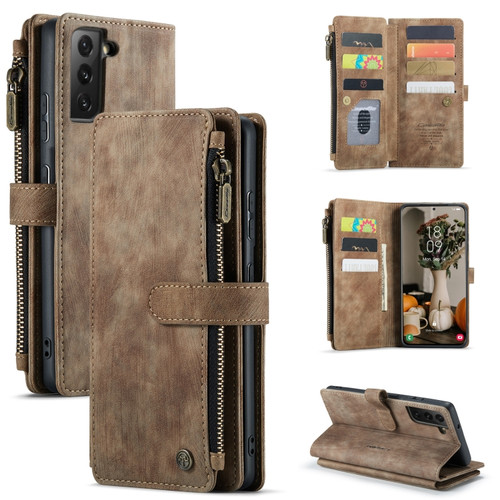 Samsung Galaxy S22 5G CaseMe C30 Multifunctional Phone Leather Case with Holder & Card Slot & Wallet - Brown