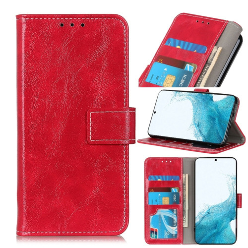 Samsung Galaxy S22 5G Retro Crazy Horse Texture Horizontal Flip Leather Case with Holder & Card Slots & Photo Frame & Wallet - Red