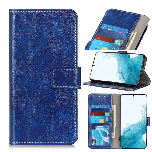 Samsung Galaxy S22 5G Retro Crazy Horse Texture Horizontal Flip Leather Case with Holder & Card Slots & Photo Frame & Wallet - Blue