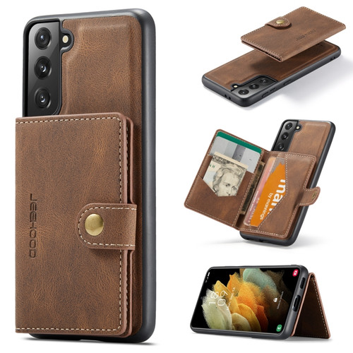 Samsung Galaxy S22 5G JEEHOOD Retro Magnetic Detachable Phone Case with Wallet & Card Slot & Holder - Brown