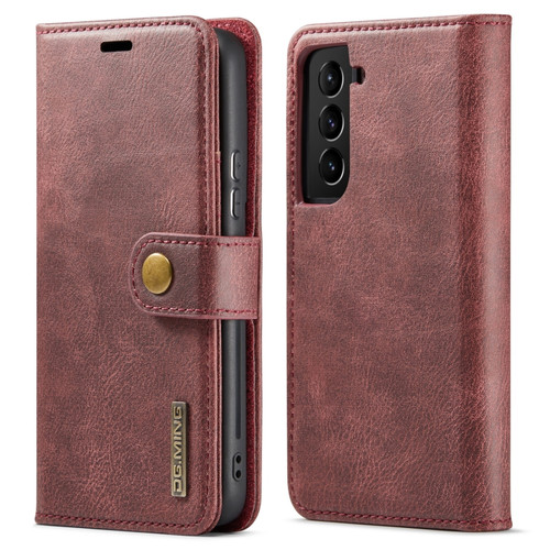 Samsung Galaxy S22 5G DG.MING Crazy Horse Texture Detachable Magnetic Leather Phone Case - Red