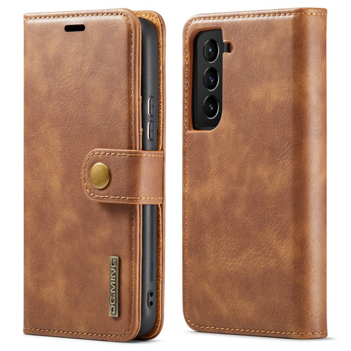 Samsung Galaxy S22 5G DG.MING Crazy Horse Texture Detachable Magnetic Leather Phone Case - Brown