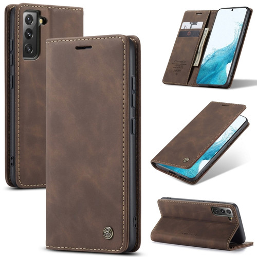 Samsung Galaxy S22 CaseMe 013 Multifunctional Horizontal Flip Leather Phone Case - Coffee