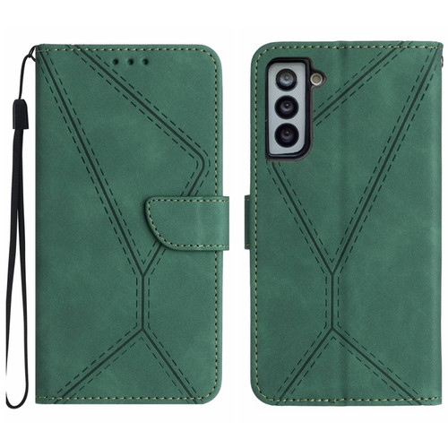 Samsung Galaxy S22 5G Stitching Embossed Leather Phone Case - Green