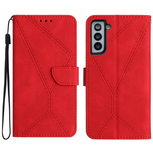 Samsung Galaxy S22 5G Stitching Embossed Leather Phone Case - Red