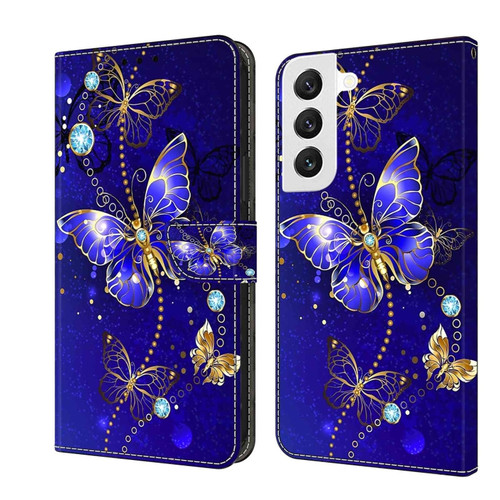 Samsung Galaxy S22 Crystal 3D Shockproof Protective Leather Phone Case - Diamond Butterfly