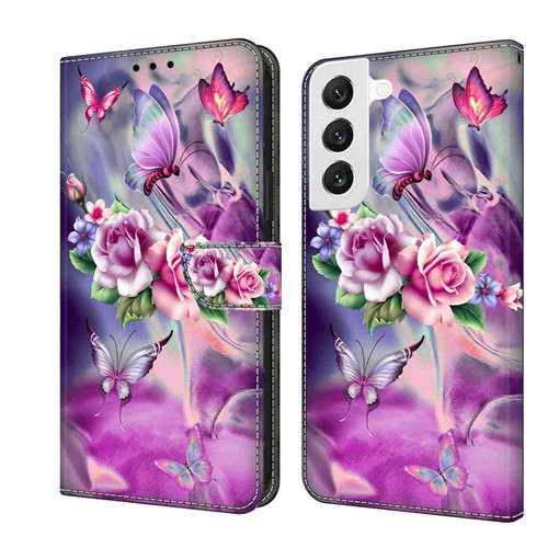 Samsung Galaxy S22 Crystal 3D Shockproof Protective Leather Phone Case - Butterfly