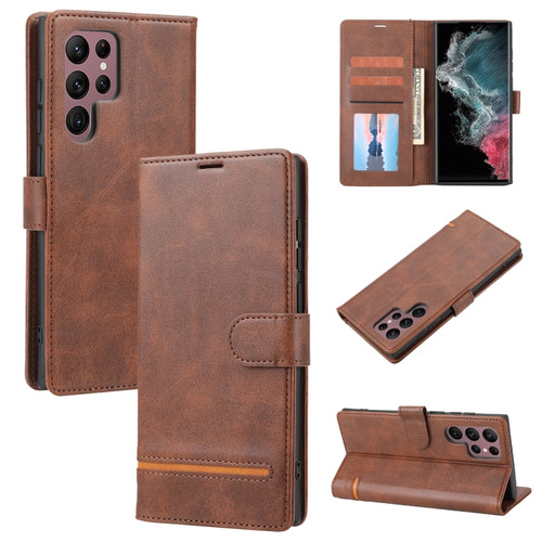 Samsung Galaxy S22 Ultra 5G Classic Wallet Flip Leather Phone Case - Brown