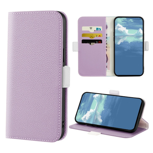 Samsung Galaxy S22 Ultra 5G Candy Color Litchi Texture Leather Phone Case - Light Purple