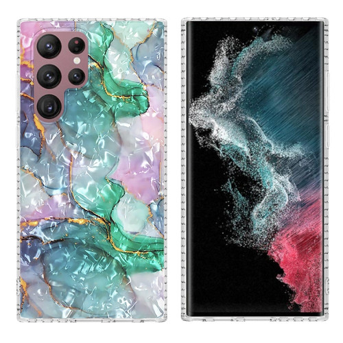 Samsung Galaxy S22 Ultra 5G 2.0mm Airbag Shockproof TPU Phone Case - Ink Green Marble
