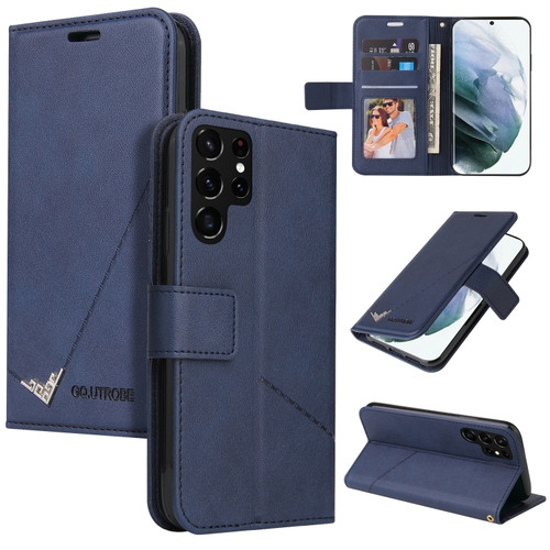 Samsung Galaxy S22 Ultra 5G GQUTROBE Right Angle Leather Phone Case - Blue