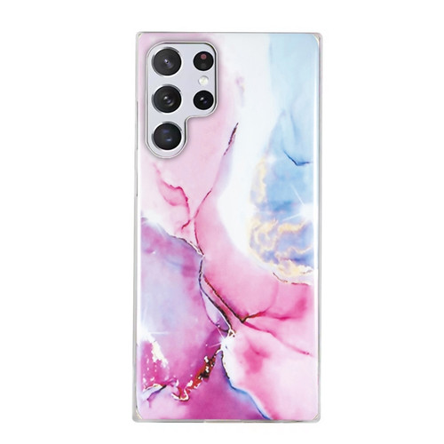 Samsung Galaxy S22 Ultra 5G IMD Marble Pattern TPU Phone Case - Pink Blue