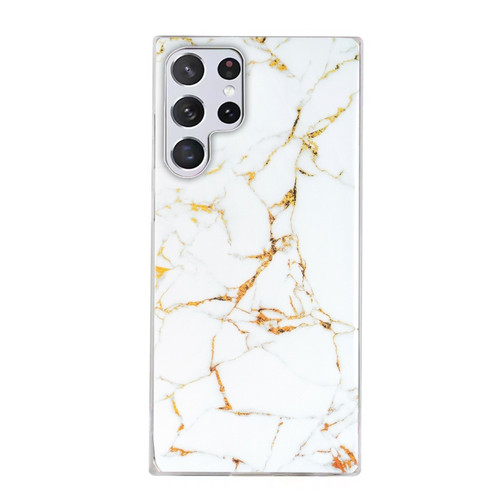 Samsung Galaxy S22 Ultra 5G IMD Marble Pattern TPU Phone Case - White