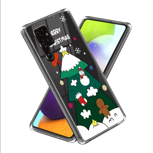 Samsung Galaxy S22 Ultra 5G Christmas Patterned Clear TPU Phone Cover Case - Christmas Tree