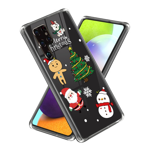 Samsung Galaxy S22 Ultra 5G Christmas Patterned Clear TPU Phone Cover Case - Snowflake Christmas Tree