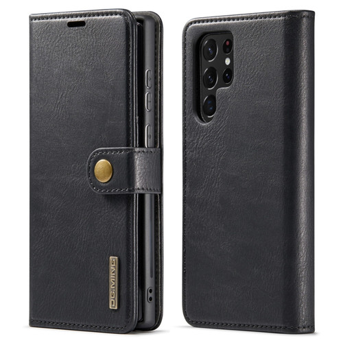 Samsung Galaxy S22 Ultra 5G DG.MING Crazy Horse Texture Detachable Magnetic Leather Phone Case - Black