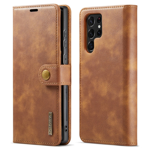 Samsung Galaxy S22 Ultra 5G DG.MING Crazy Horse Texture Detachable Magnetic Leather Phone Case - Brown