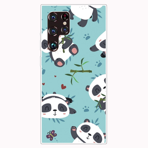 Samaung Galaxy S22 Ultra 5G Painted Pattern High Transparent TPU Phone Case - Smiling Panda