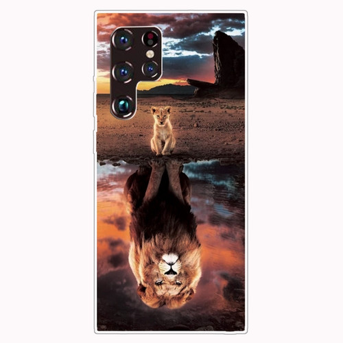 Samaung Galaxy S22 Ultra 5G Painted Pattern High Transparent TPU Phone Case - Desert Lion