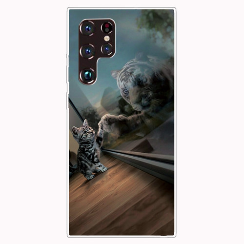 Samaung Galaxy S22 Ultra 5G Painted Pattern High Transparent TPU Phone Case - Glass Tiger