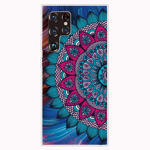 Samaung Galaxy S22 Ultra 5G Painted Pattern High Transparent TPU Phone Case - Oil Painting Flowers