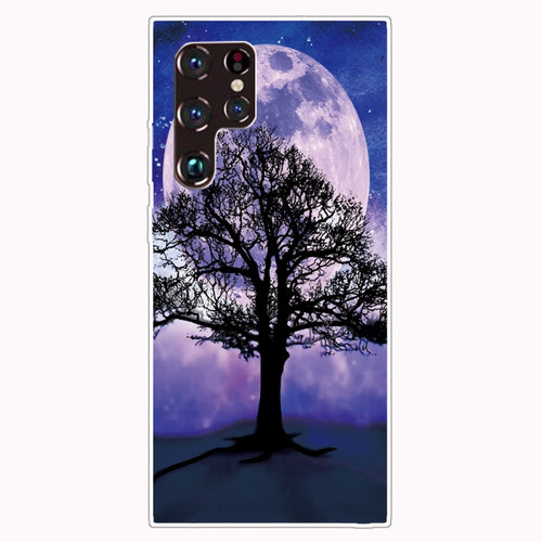 Samaung Galaxy S22 Ultra 5G Painted Pattern High Transparent TPU Phone Case - Moon Tree