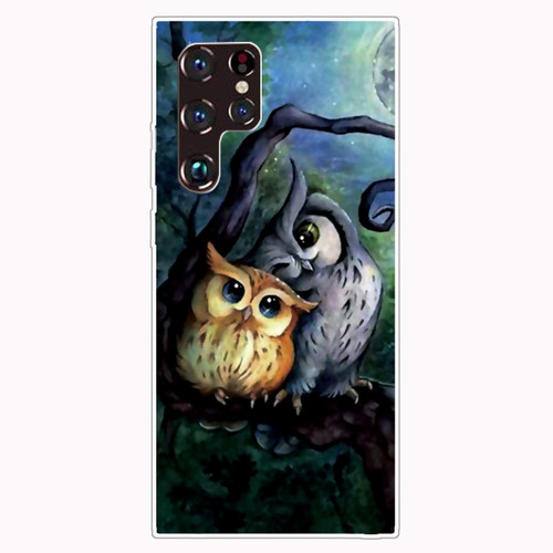 Samaung Galaxy S22 Ultra 5G Painted Pattern High Transparent TPU Phone Case - Owl